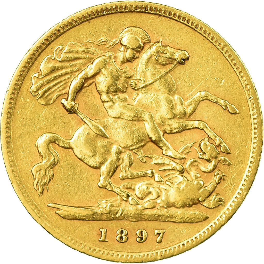 Coin, Great Britain, Victoria, 1/2 Sovereign, 1897, VF(20-25), Gold, KM:784