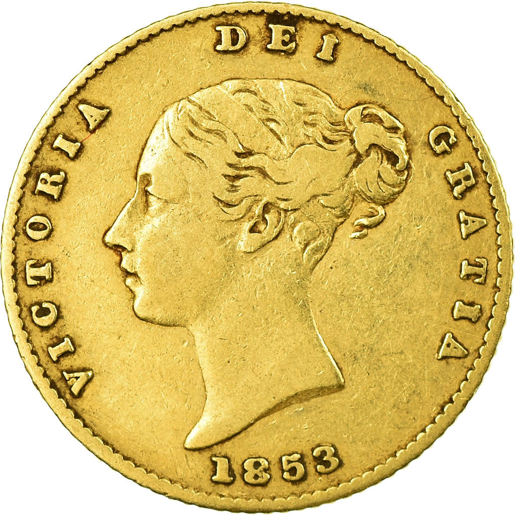 Moeda, Grã-Bretanha, Victoria, 1/2 Sovereign, 1853, London, VF(20-25), Dourado