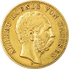 Coin, German States, SAXONY-ALBERTINE, Albert, 10 Mark, 1878, Dresde, EF(40-45)
