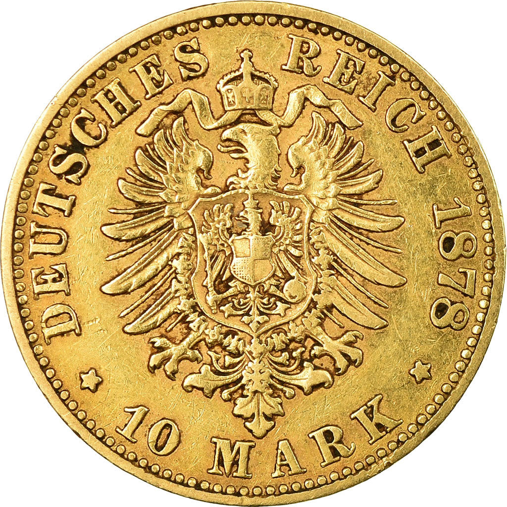 Coin, German States, SAXONY-ALBERTINE, Albert, 10 Mark, 1878, Dresde, EF(40-45)