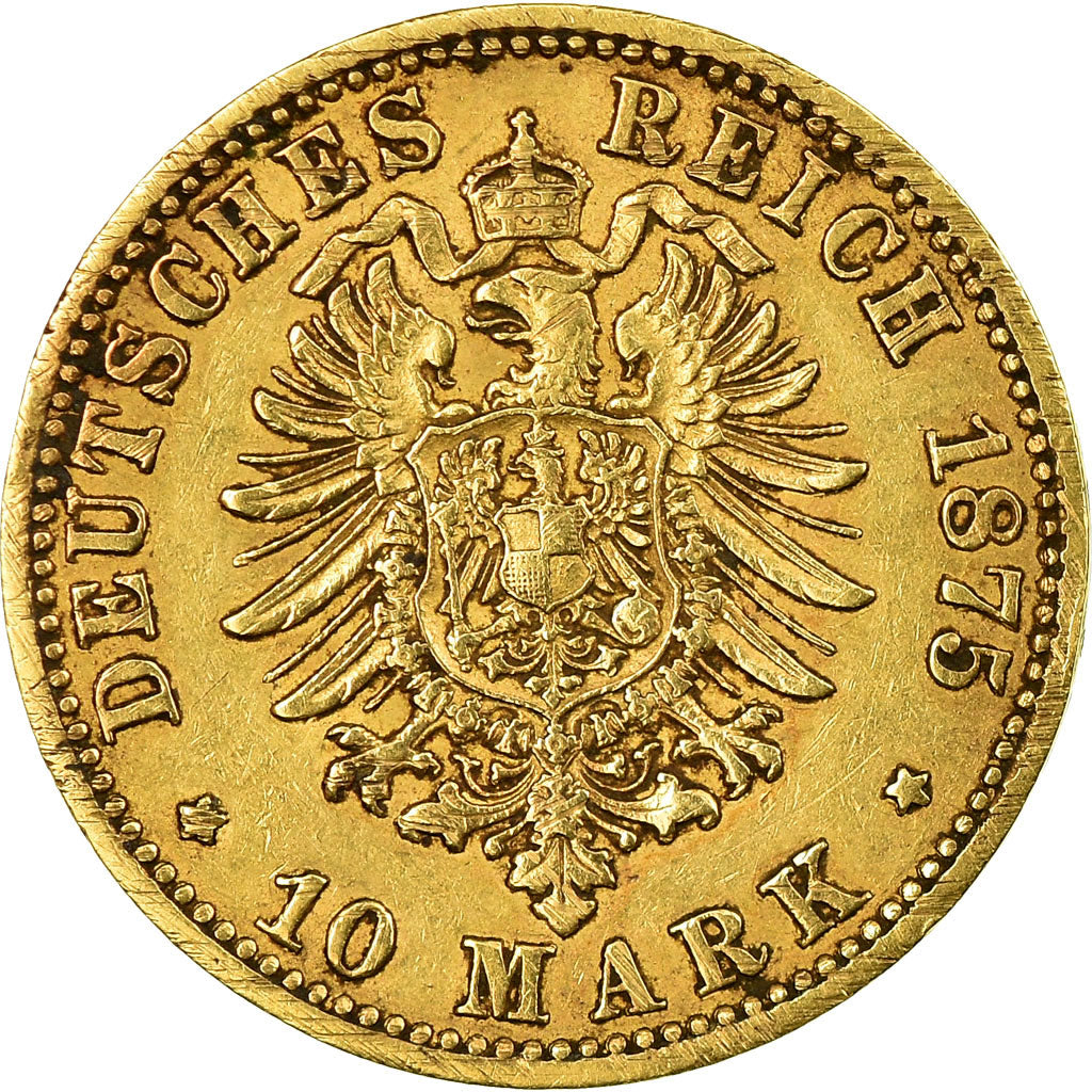Moneta, Stati tedeschi, HAMBURG, 10 Mark, 1875, Hambourg, BB, Oro, KM:600