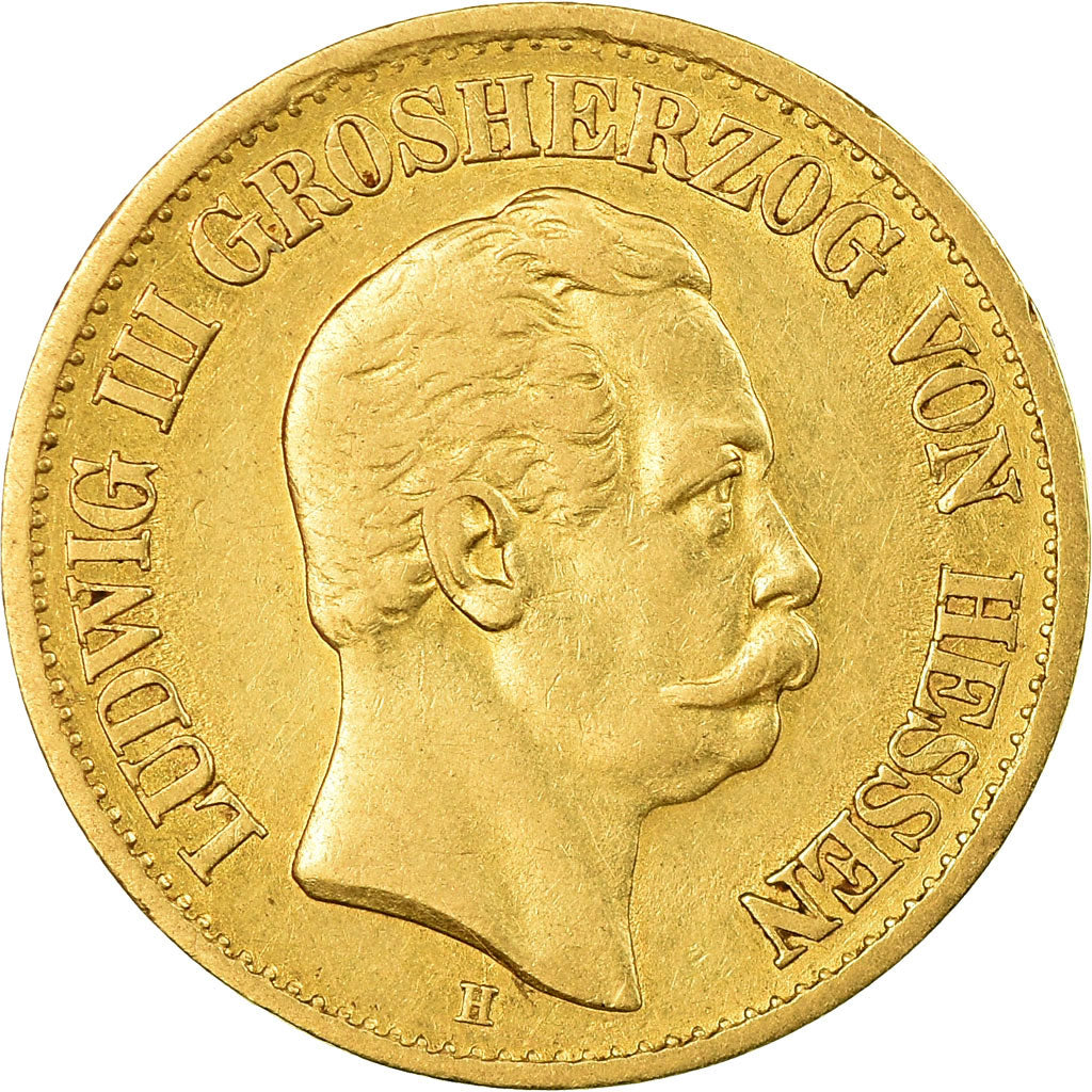 Munten, Duitse staten, HESSE-DARMSTADT, Ludwig III, 10 Mark, 1876, Darmstadt