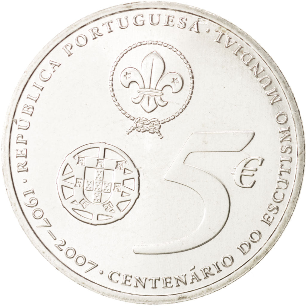 Portugal, 5 Euro, 2007, FDC, Plata, KM:770