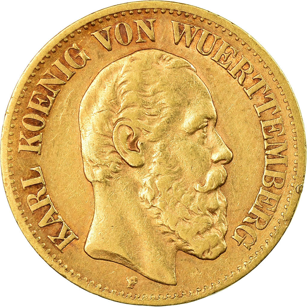 Monnaie, Etats allemands, WURTTEMBERG, Karl I, 10 Mark, 1878, Freudenstadt