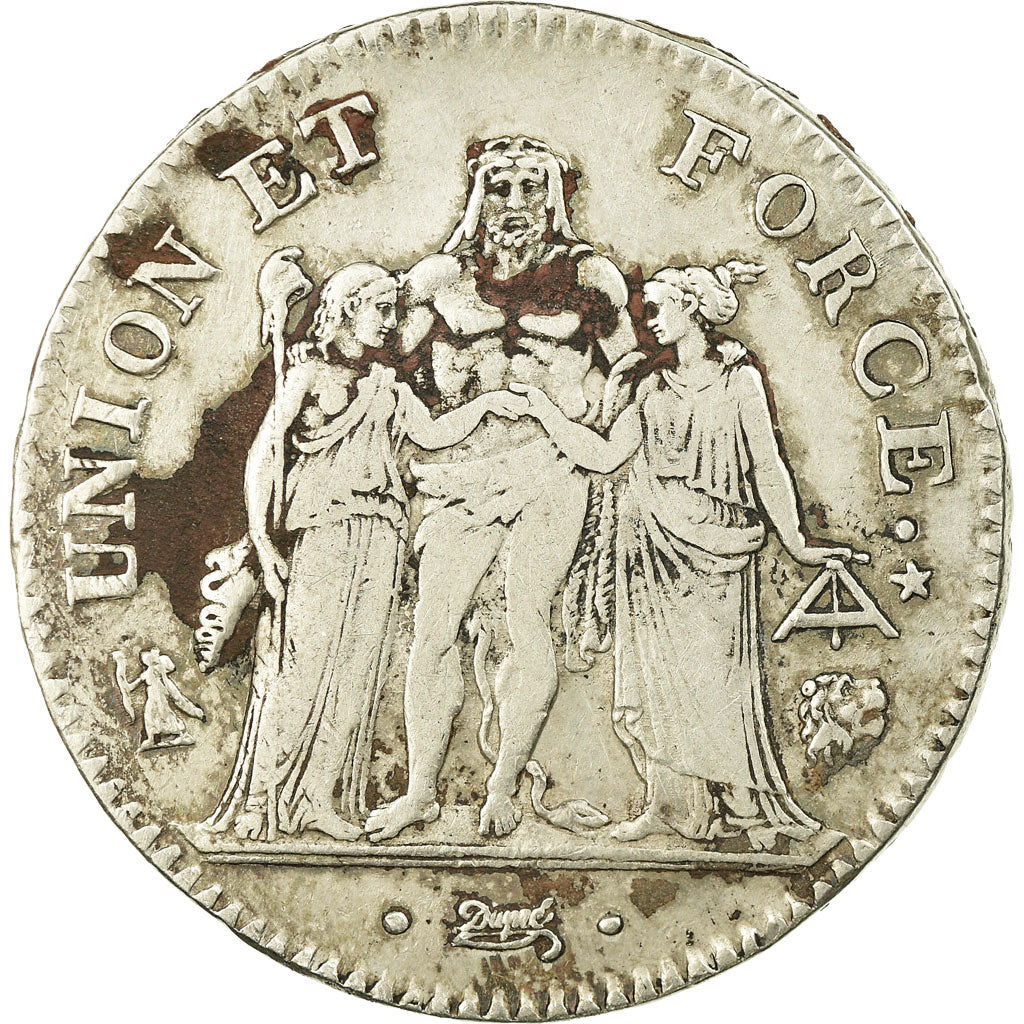 Coin, France, Union et Force, 5 Francs, AN 7, Bayonne, VF(30-35), Silver