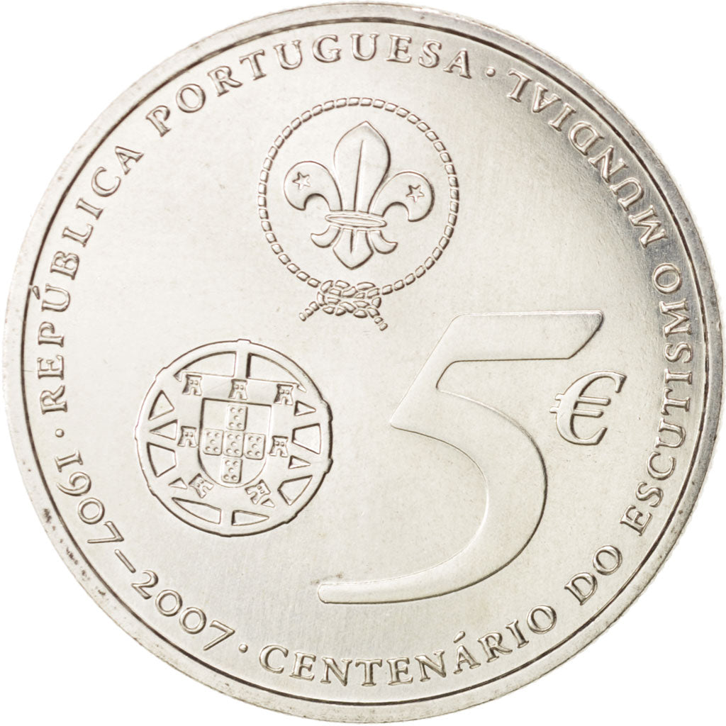 Portugal, 5 Euro, 2007, UNC, Silver, KM:770
