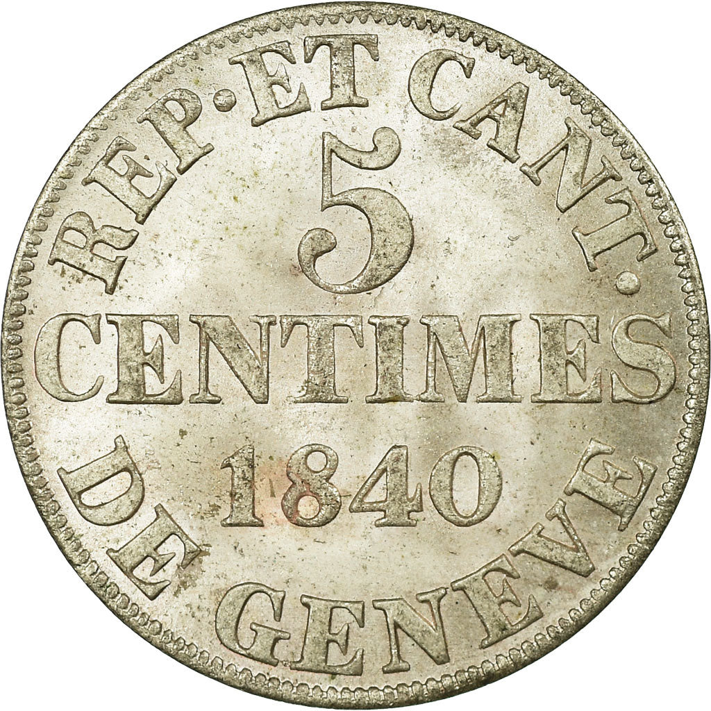 Coin, SWISS CANTONS, GENEVA, 5 Centimes, 1840, MS(63), Billon, KM:131