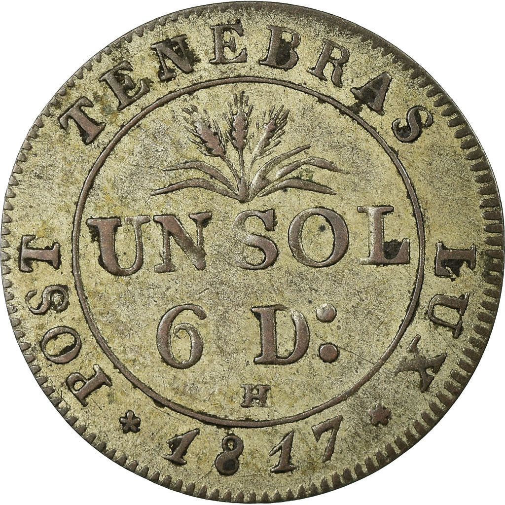 Coin, SWISS CANTONS, GENEVA, 1-1/2 Sol, 1817, AU(55-58), Billon, KM:117