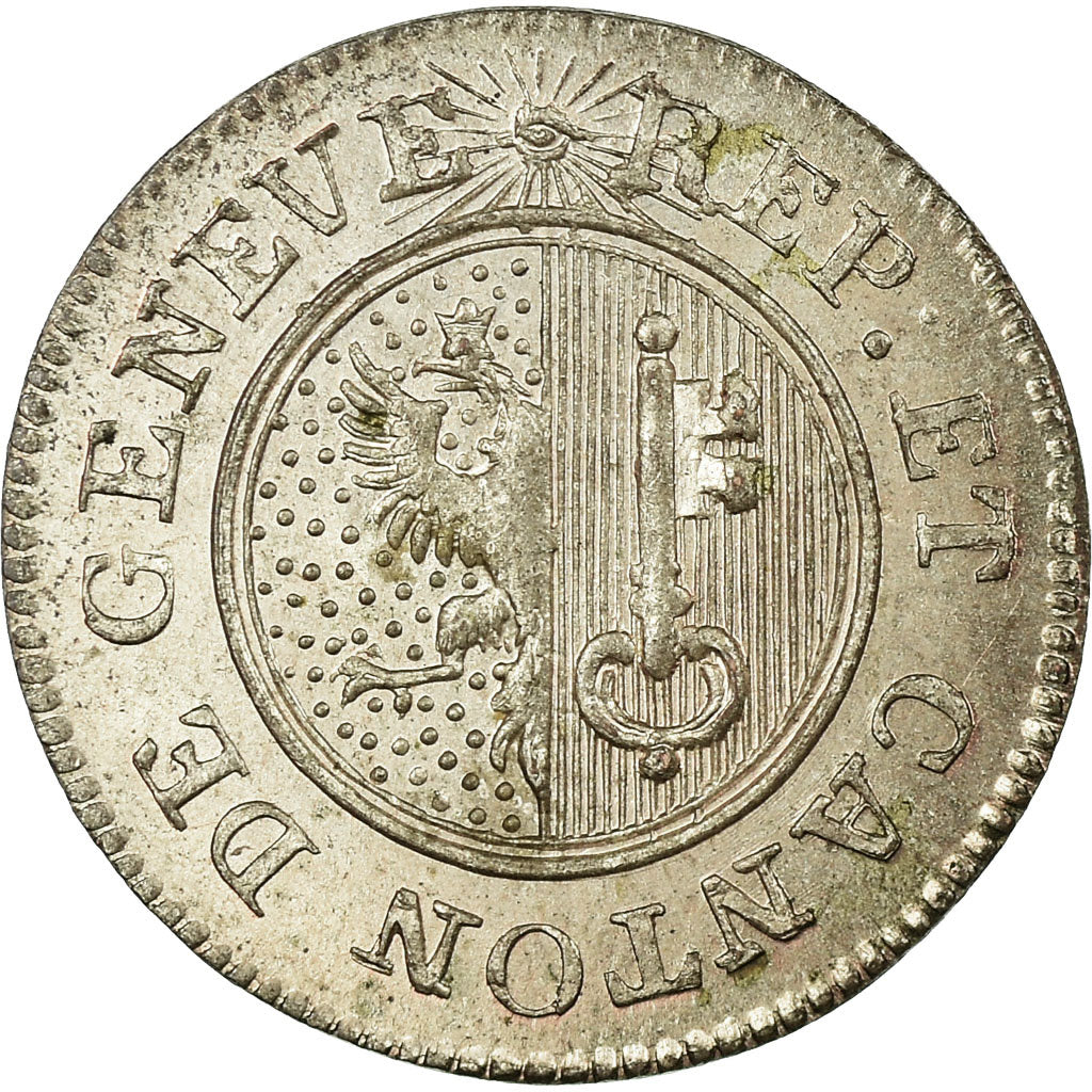 Coin, SWISS CANTONS, GENEVA, 6 Deniers, 1817, MS(63), Billon, KM:115