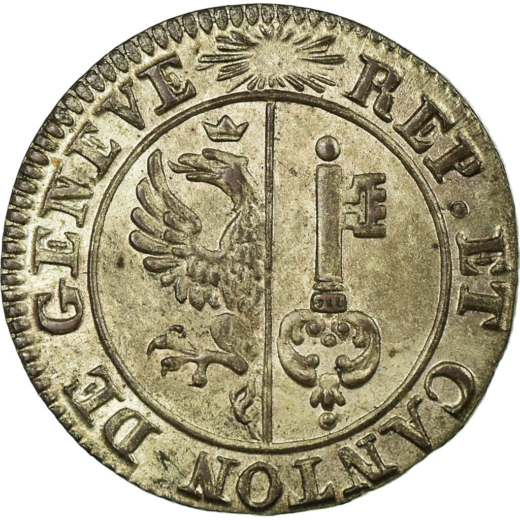 Coin, SWISS CANTONS, GENEVA, 6 Deniers, 1833, MS(63), Billon, KM:118