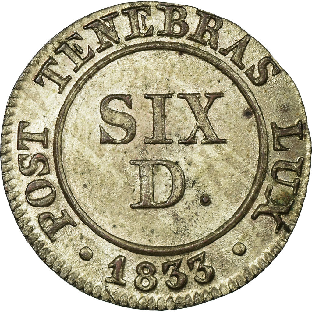Coin, SWISS CANTONS, GENEVA, 6 Deniers, 1833, MS(63), Billon, KM:118