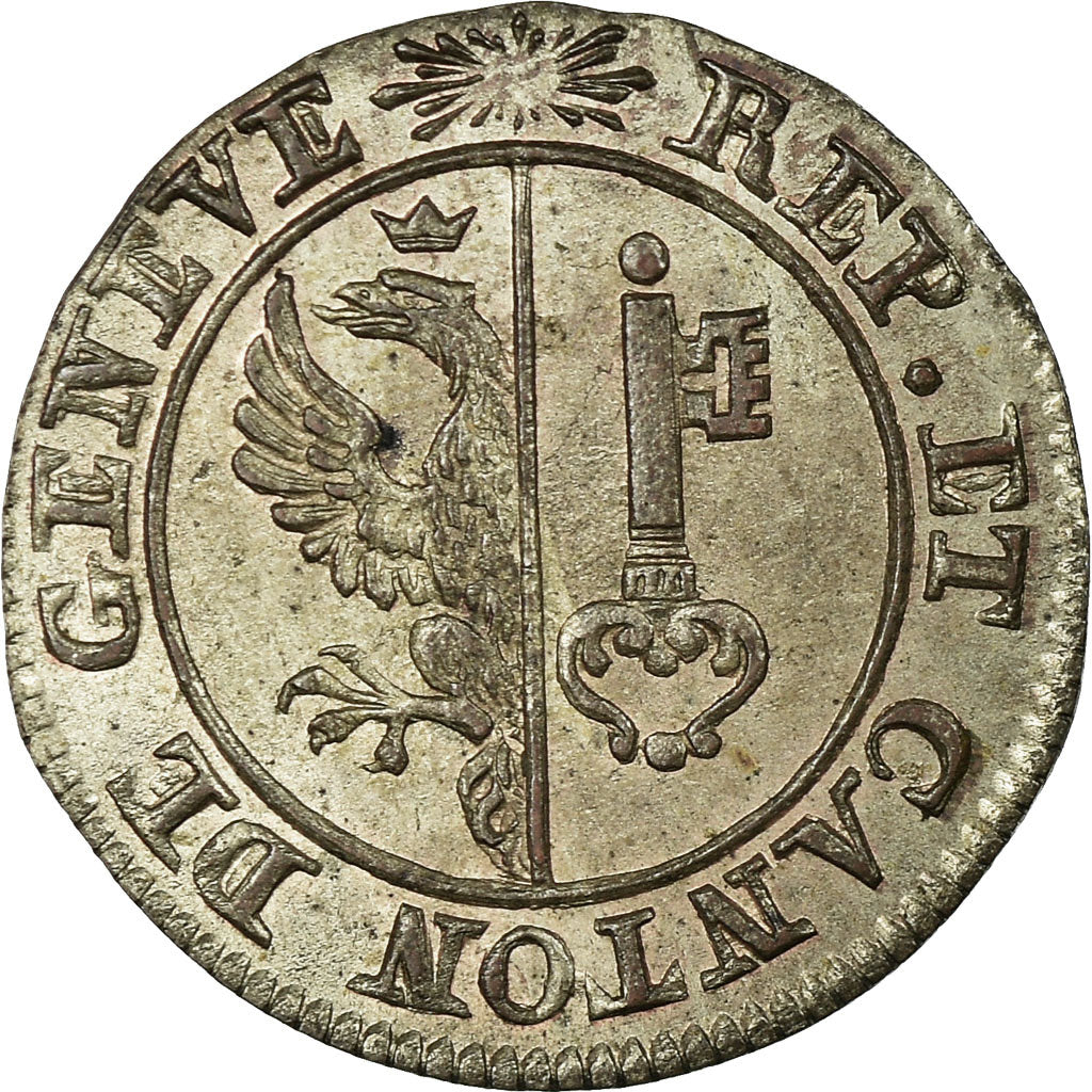 Coin, SWISS CANTONS, GENEVA, 6 Deniers, 1833, MS(63), Billon, KM:118