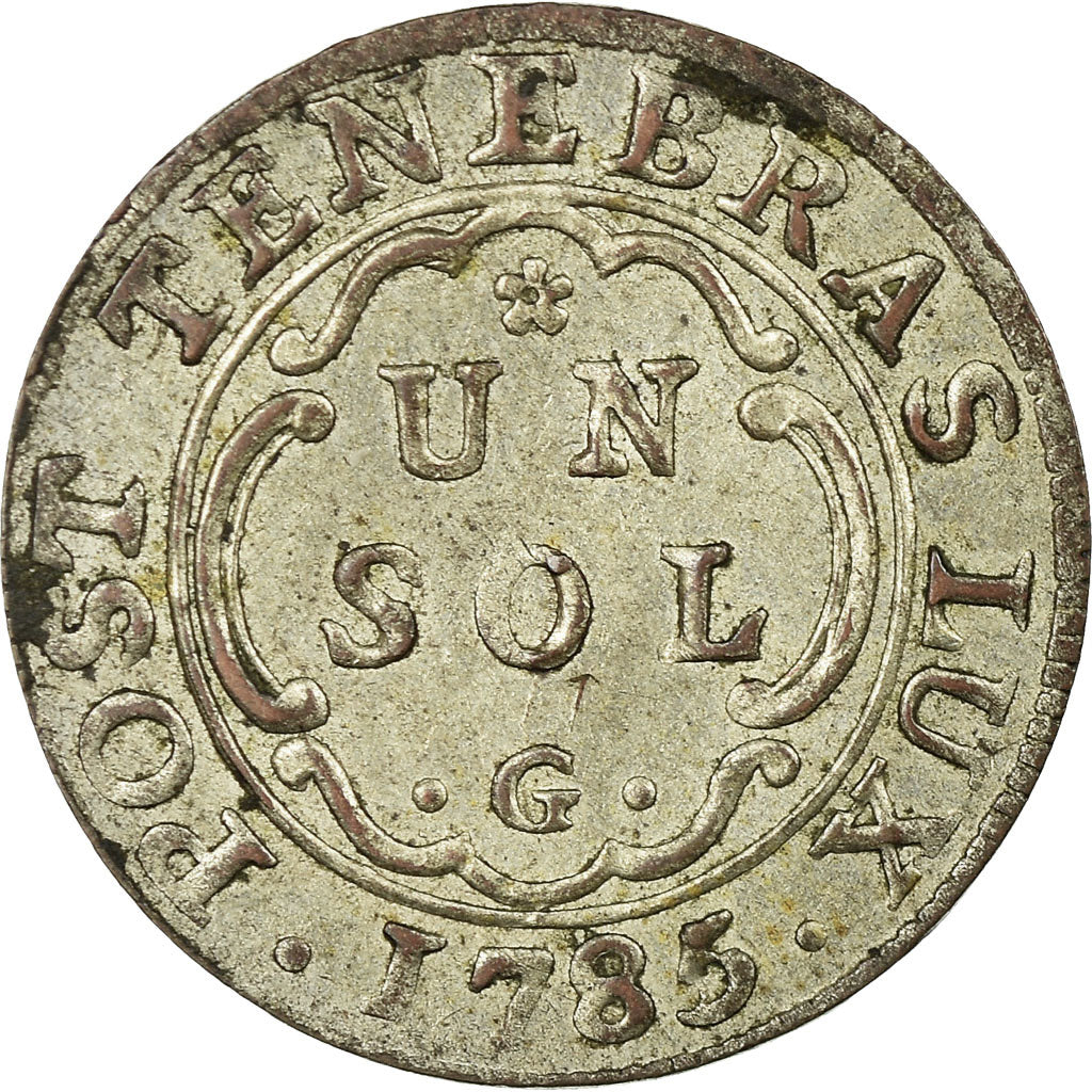 Coin, SWISS CANTONS, GENEVA, Sol, 1785, AU(50-53), Billon, KM:87