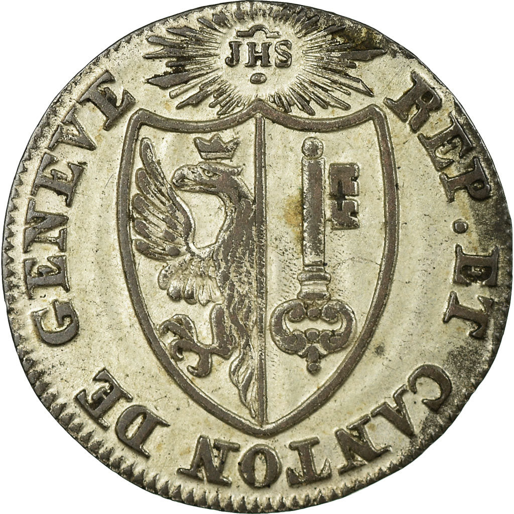 Moneta, CANTONI SVIZZERI, GENEVA, 1-1/2 Sol, 1825, SPL-, Biglione, KM:121