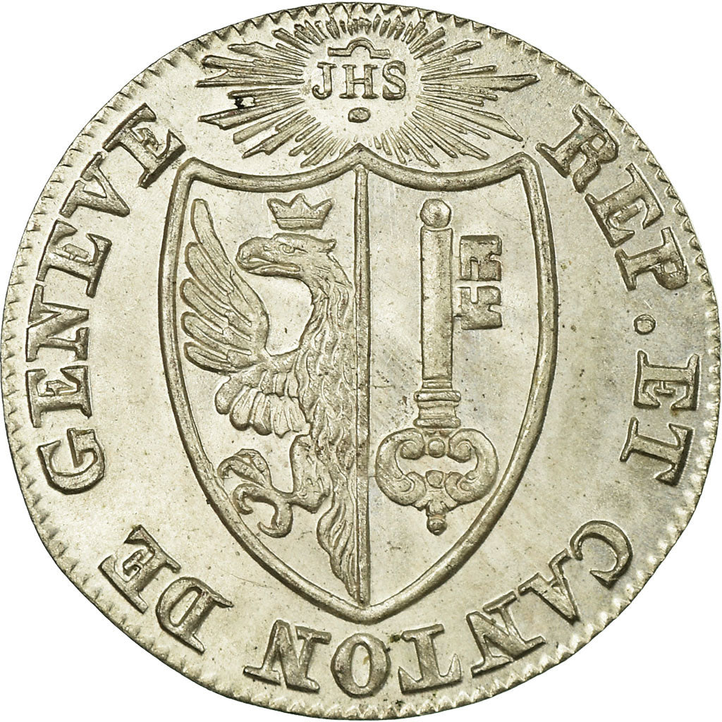 Moneta, CANTONI SVIZZERI, GENEVA, 1-1/2 Sol, 1825, SPL, Biglione, KM:121