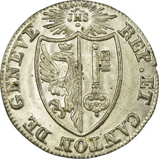 Coin, SWISS CANTONS, GENEVA, 1-1/2 Sol, 1825, MS(63), Billon, KM:121