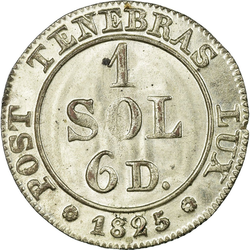 Coin, SWISS CANTONS, GENEVA, 1-1/2 Sol, 1825, MS(63), Billon, KM:121