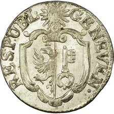 Coin, SWISS CANTONS, GENEVA, 9 Deniers, 3 Quarts, 1763, MS(63), Billon, KM:78