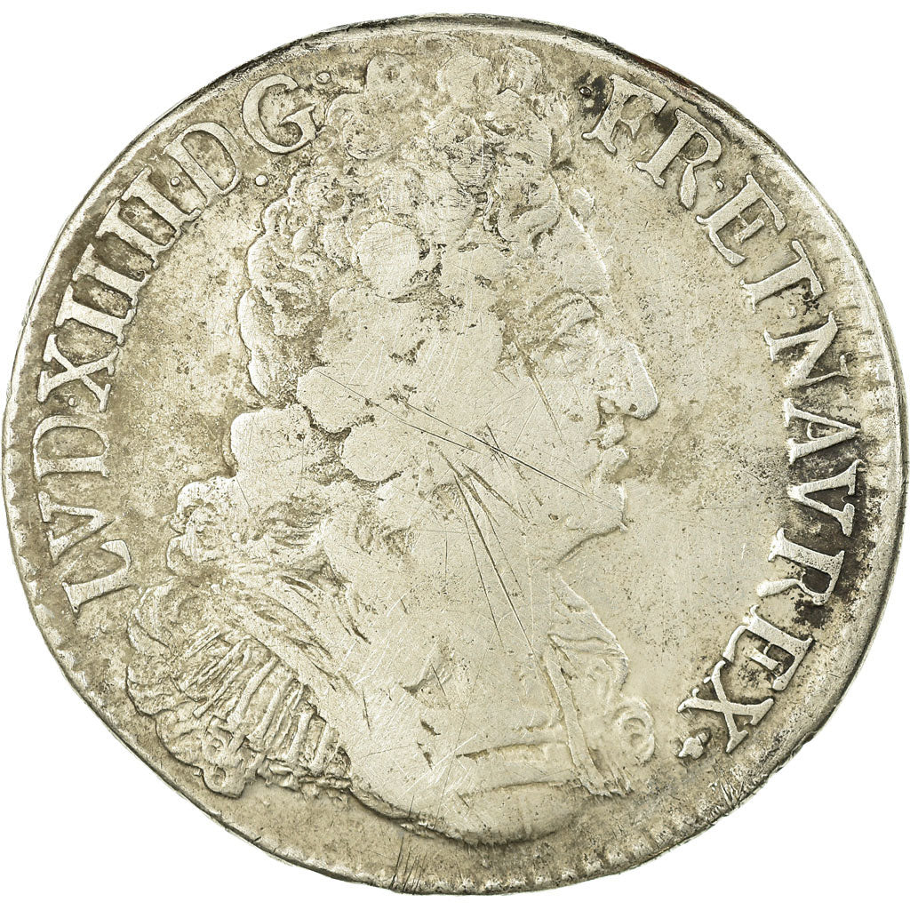 Moneta, Francja, Louis XIV, Écu aux 3 couronnes, Ecu, 1710, Nantes, F(12-15)