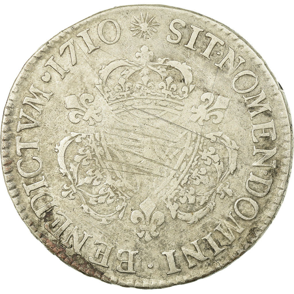 Moneta, Francja, Louis XIV, Écu aux 3 couronnes, Ecu, 1710, Nantes, F(12-15)