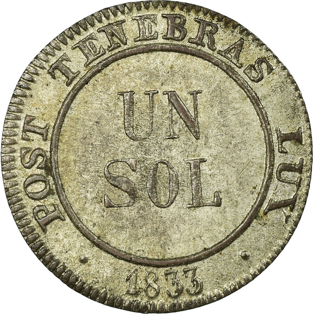 Coin, SWISS CANTONS, GENEVA, Sol, 1833, AU(55-58), Billon, KM:120