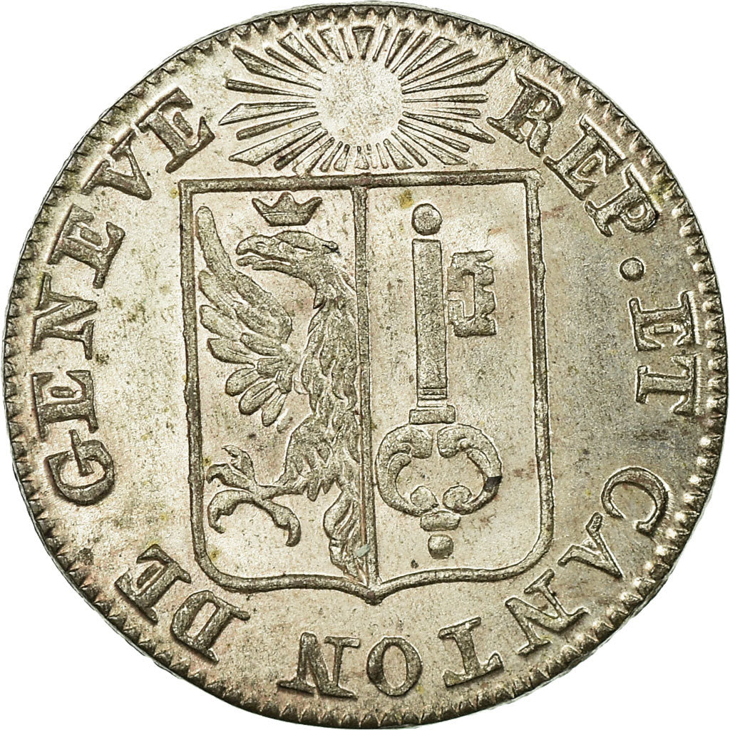 Münze, SWISS CANTONS, GENEVA, Sol, 1833, UNZ, Billon, KM:120