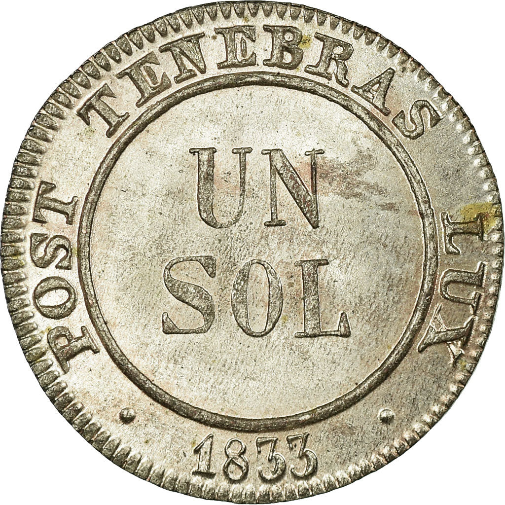 Münze, SWISS CANTONS, GENEVA, Sol, 1833, UNZ, Billon, KM:120