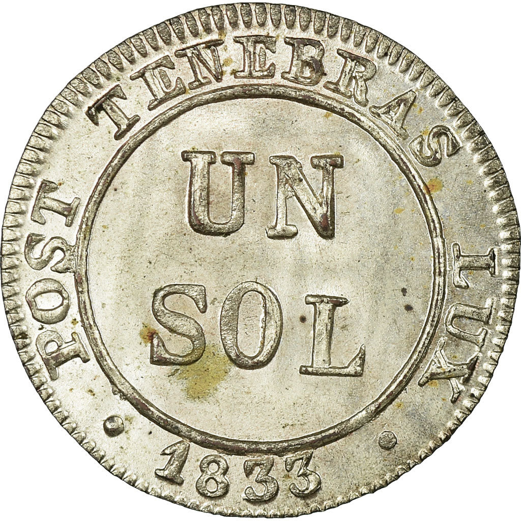 Coin, SWISS CANTONS, GENEVA, Sol, 1833, MS(63), Billon, KM:120