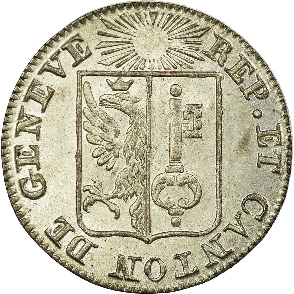 Coin, SWISS CANTONS, GENEVA, Sol, 1833, MS(63), Billon, KM:120