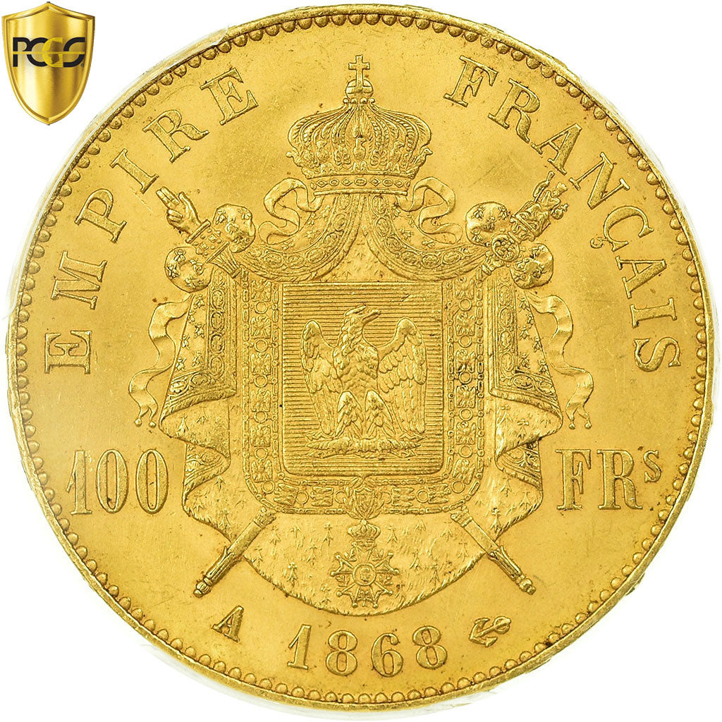 Coin, France, Napoleon III, 100 Francs, 1868, Paris, PCGS, MS63