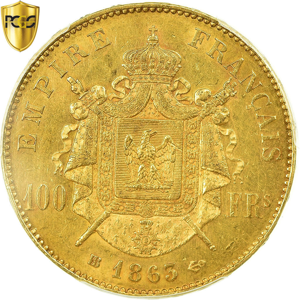 Moneta, Francja, Napoleon III, Napoléon III, 100 Francs, 1863, Strasbourg