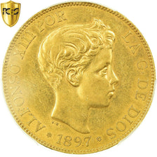 Moneda, España, Alfonso XIII, 100 Pesetas, 1897, Madrid, PCGS, AU58, Oro rojo
