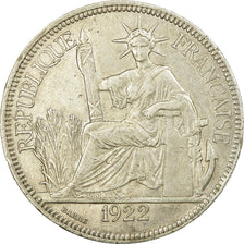 Coin, FRENCH INDO-CHINA, Piastre, 1922, Heaton, Birmingham, EF(40-45), Silver