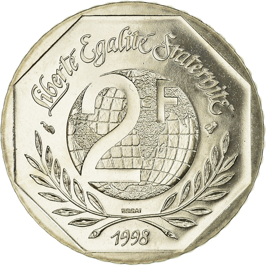 Münze, Frankreich, René Cassin, 2 Francs, 1998, Paris, ESSAI, UNZ, Nickel