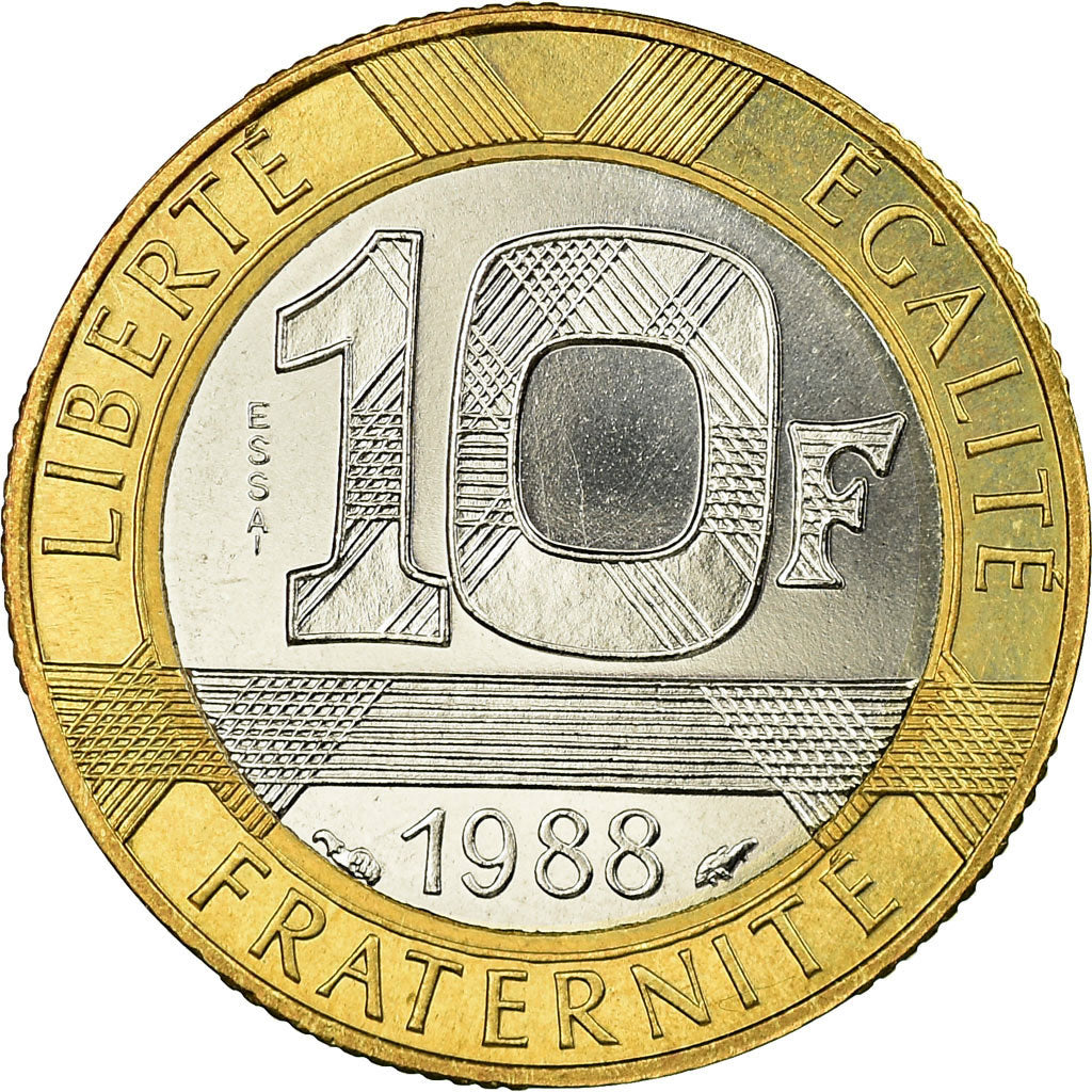 Coin, France, Génie, 10 Francs, 1988, Paris, ESSAI, MS(63), Bi-Metallic