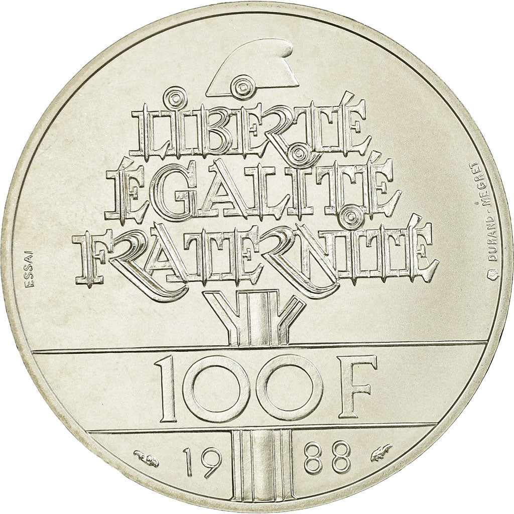 Coin, France, Fraternité, 100 Francs, 1988, Paris, ESSAI, MS(63), Silver
