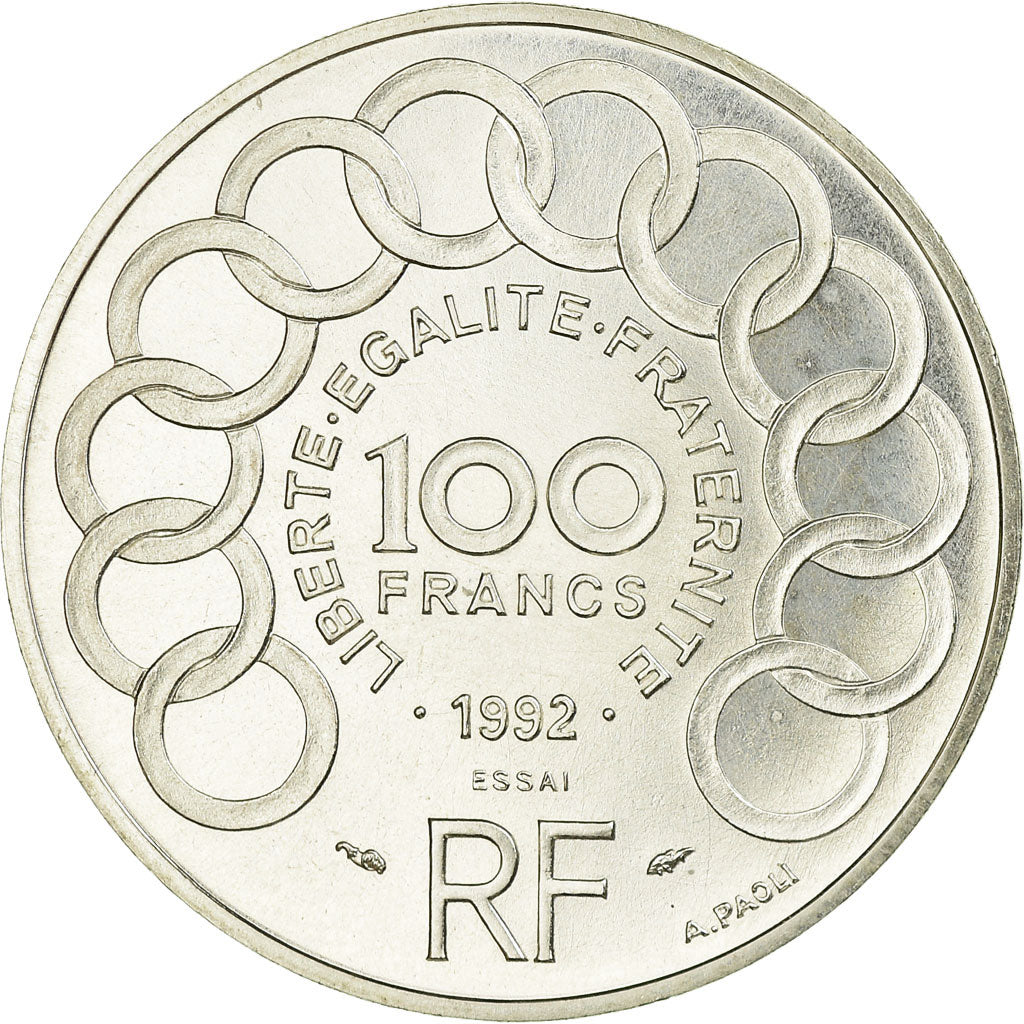 Coin, France, Jean Monnet, 100 Francs, 1992, Paris, ESSAI, MS(63), Silver