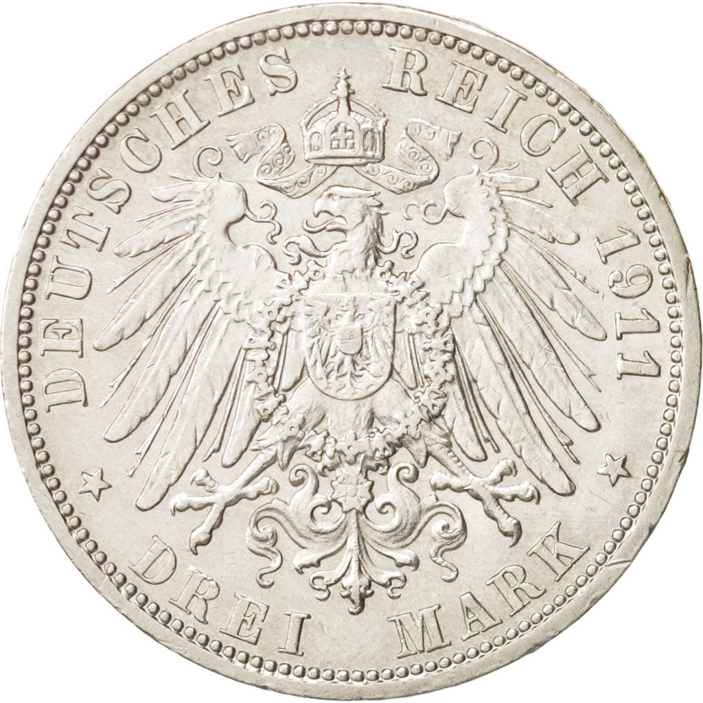 German States, PRUSSIA, Wilhelm II, 3 Mark, 1911, Berlin, Silver, KM:527