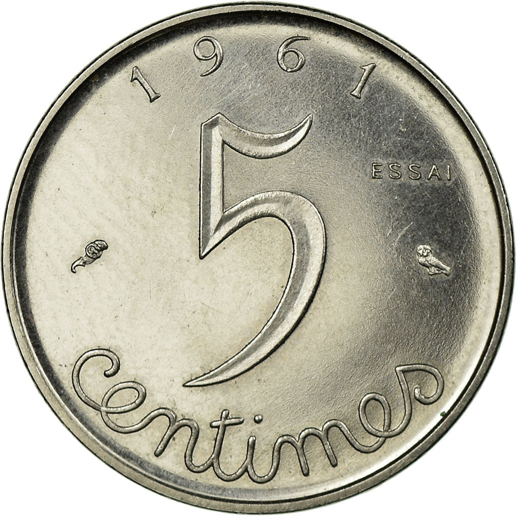 Coin, France, Épi, 5 Centimes, 1961, Paris, ESSAI, MS(63), Chrome-Steel