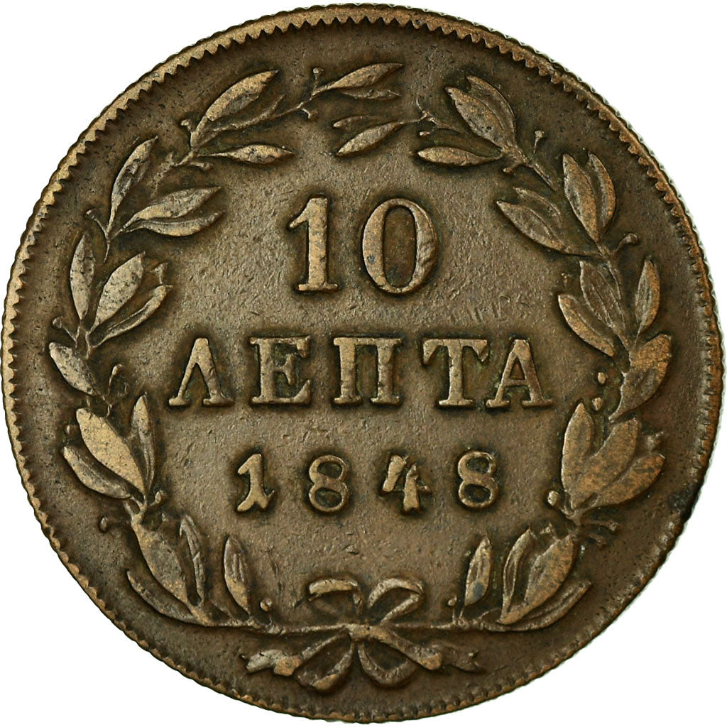 Coin, Greece, Othon, 10 Lepta, 1848, Athens, VF(30-35), Copper, KM:29