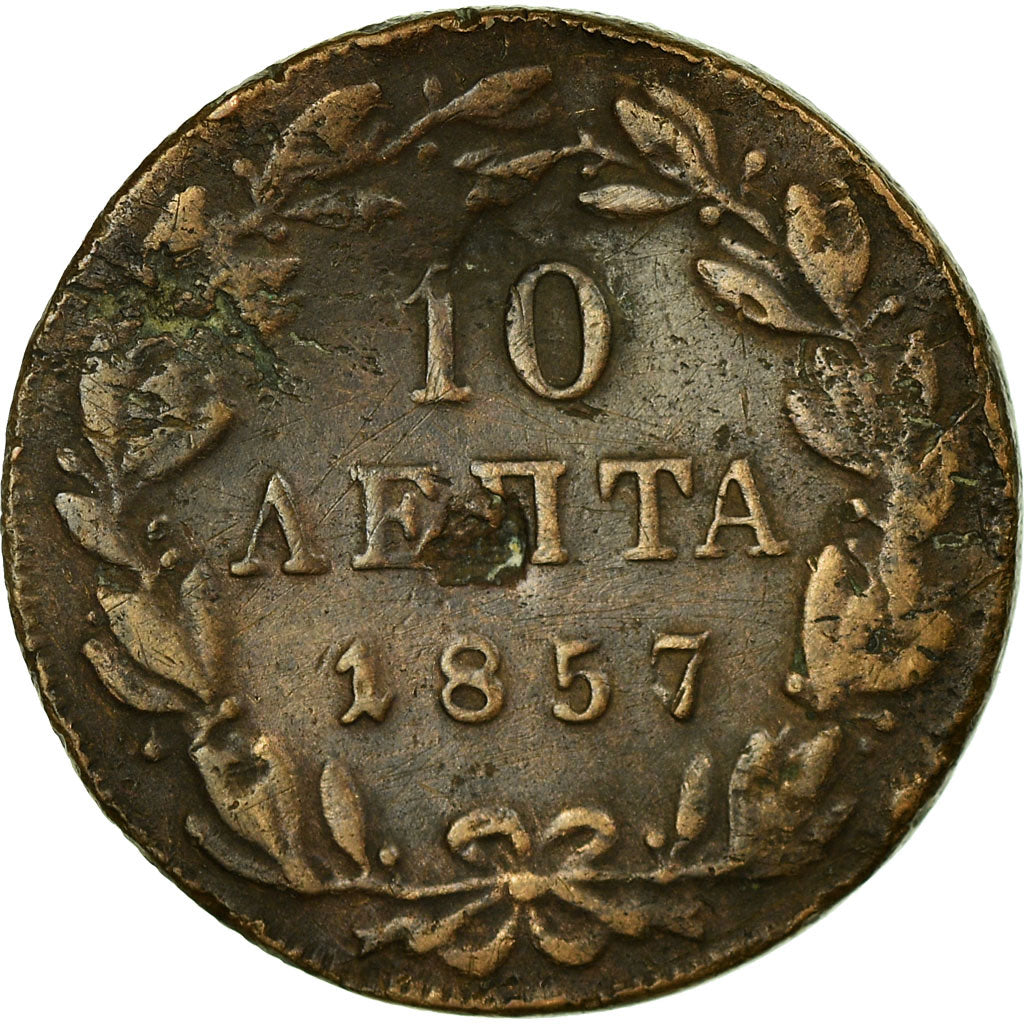 Coin, Greece, Othon, 10 Lepta, 1857, Athens, VF(20-25), Copper, KM:29