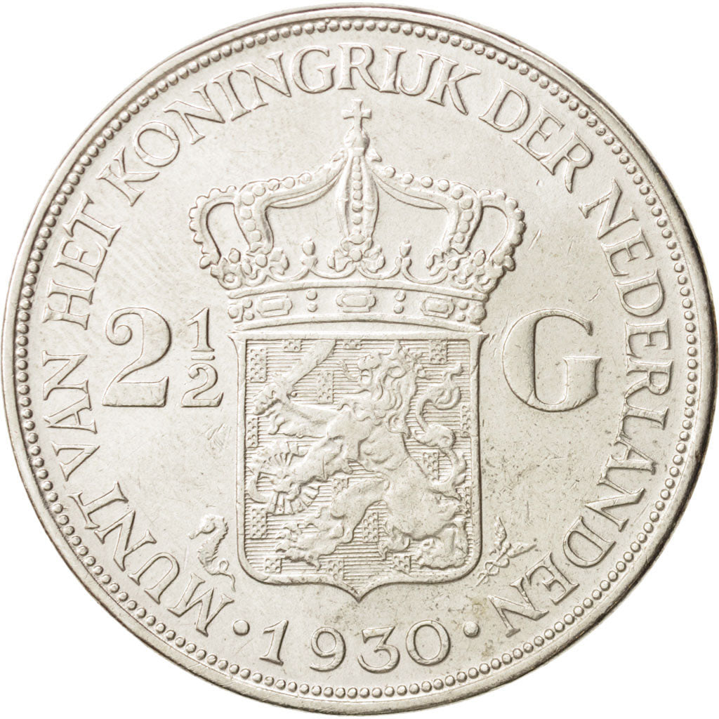 Münze, Niederlande, Wilhelmina I, 2-1/2 Gulden, 1930, SS, Silber, KM:165