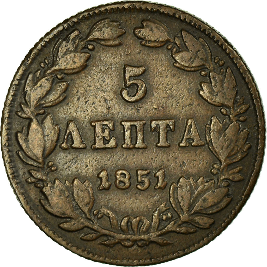Coin, Greece, Othon, 5 Lepta, 1851, VF(30-35), Copper, KM:32