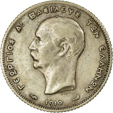 Coin, Greece, George I, Drachma, 1910, EF(40-45), Silver, KM:60