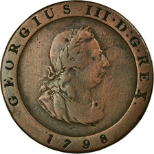 Moneda, Isla de Man, 1/2 Penny, 1798, BC+, Cobre, KM:10
