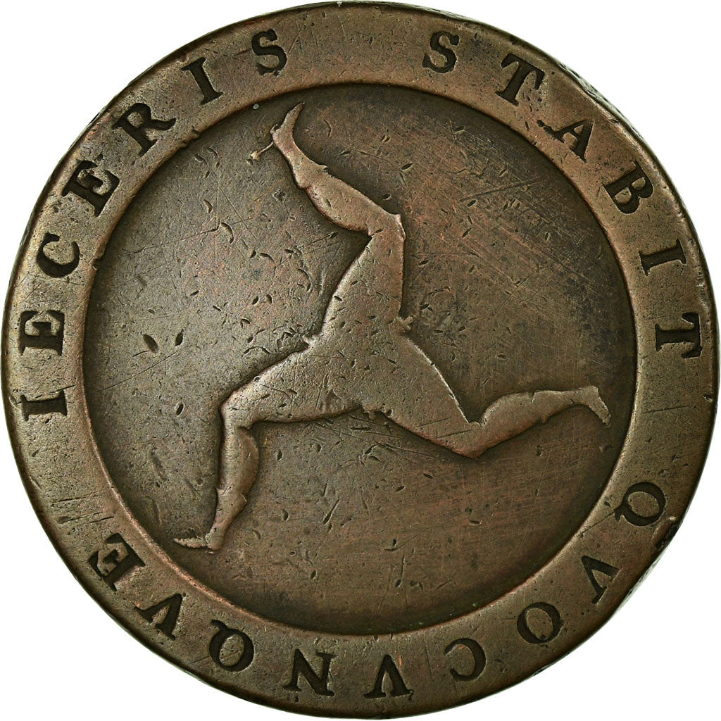 Coin, Isle of Man, 1/2 Penny, 1798, VF(30-35), Copper, KM:10