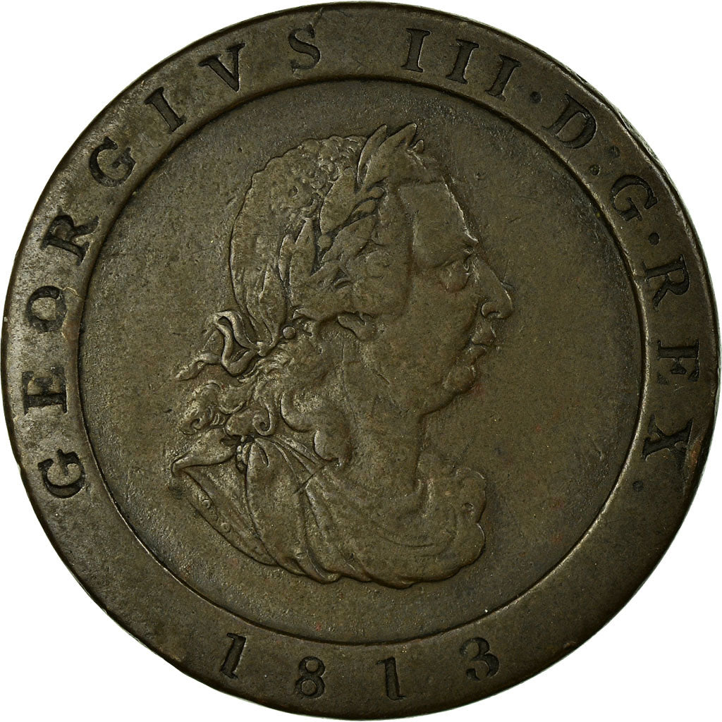 Coin, Isle of Man, George III, 1/2 Penny, 1813, EF(40-45), Copper, KM:10