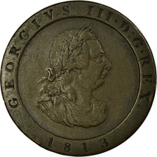 Moeda, Ilha de Man, George III, 1/2 Penny, 1813, EF(40-45), Cobre, KM:10