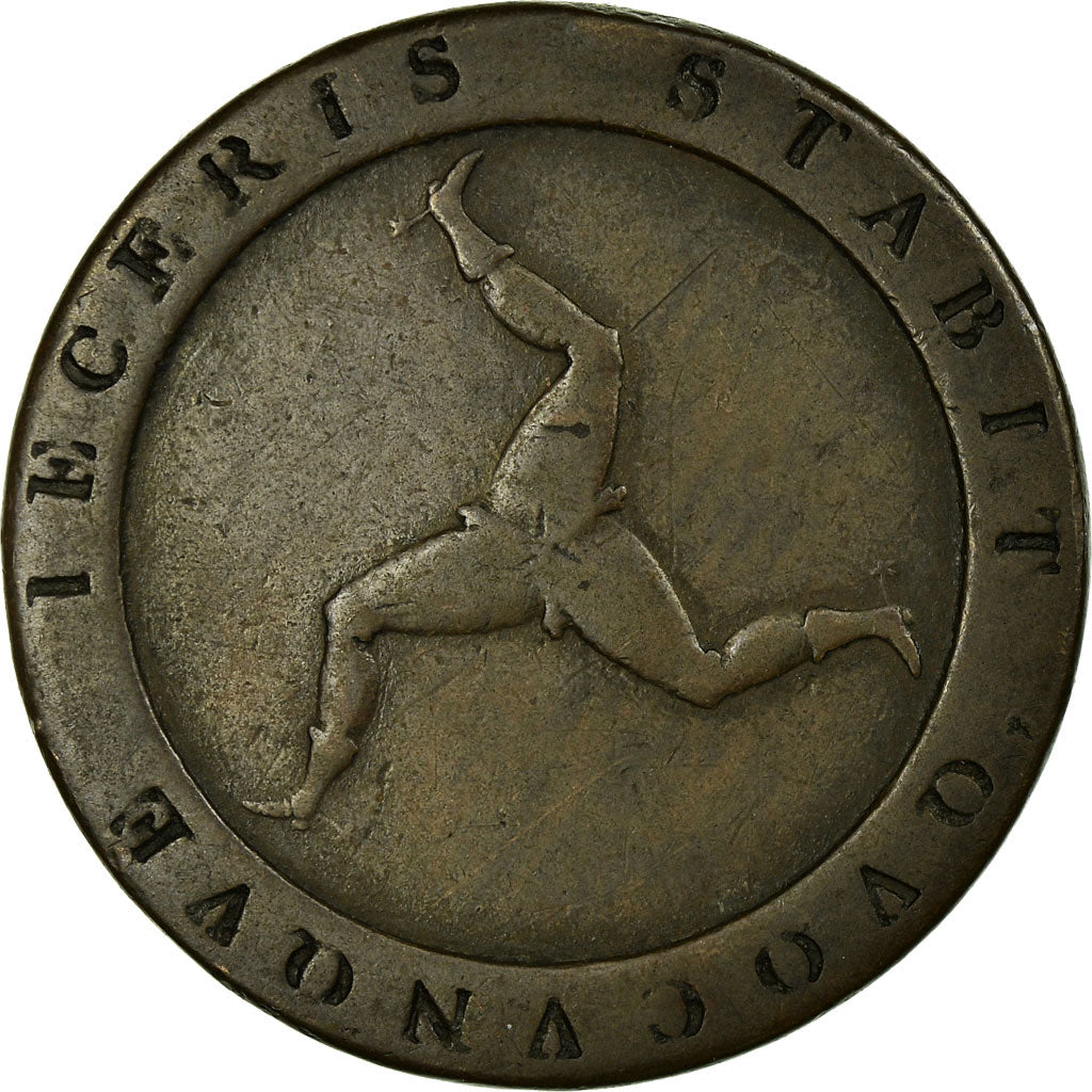 Coin, Isle of Man, George III, 1/2 Penny, 1813, EF(40-45), Copper, KM:10