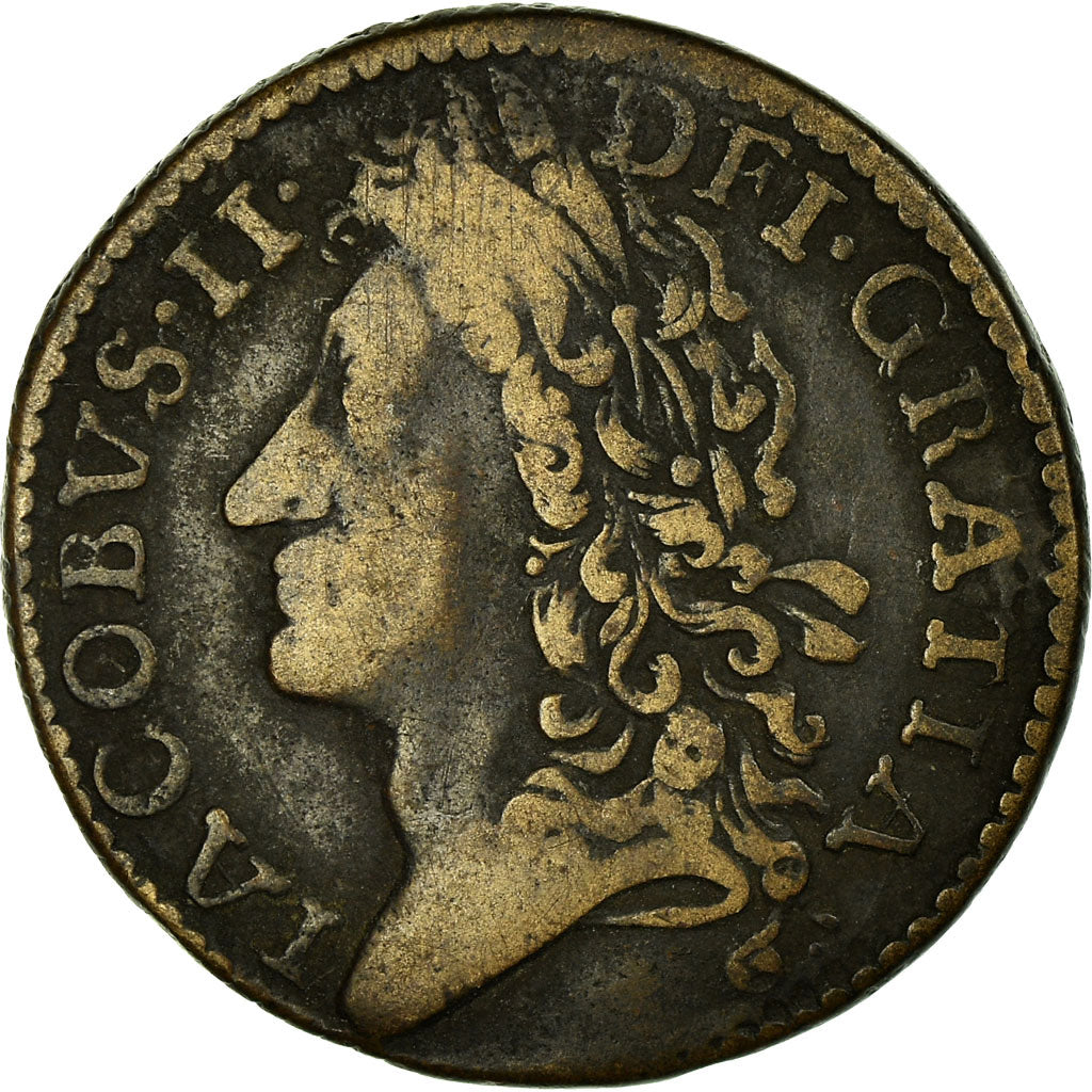 Monnaie, Ireland, James II, Shilling, 1689, TB, Laiton, KM:94